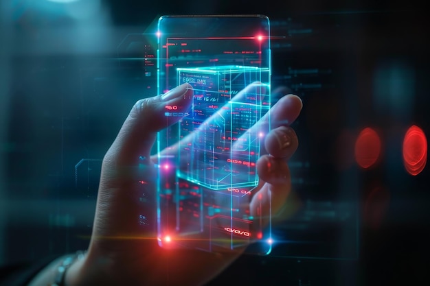 Inteligência artificial smartphone com uma interface de tela translúcida tecnologia futurista