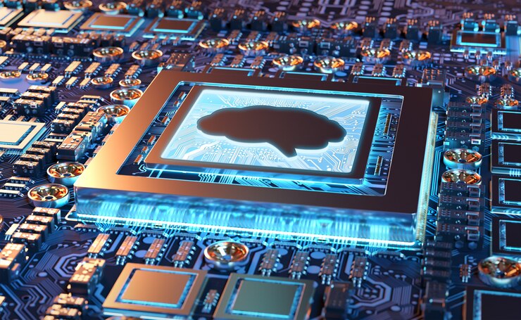 Foto inteligencia artificial en una tarjeta gpu moderna
