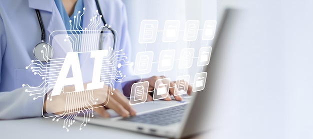 Inteligencia artificial en tecnología médica moderna y automatización de IOT Médico que utiliza el concepto de gestión de documentos de IA