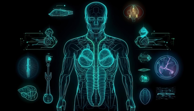 Inteligência artificial um humano cibernético humanoide com uma rede neural pensa o conceito de IA de big data ou segurança cibernética Conceito de bate-papo GPT IA com um cérebro digital processa big data IA generativa