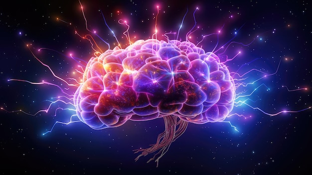 inteligencia cerebro humano ilustración electrónica tecnología digital mente artificial ai computadora inteligencia cerebro humano electrónica ai generado