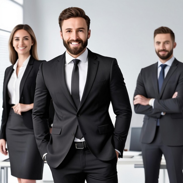 Foto inteligente y joven hombre de negocios corporativo