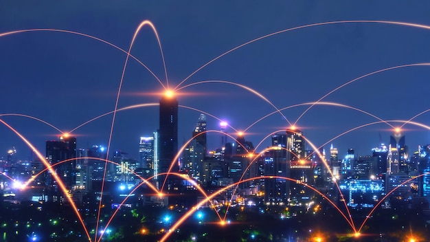 Intelligente digitale Stadt mit Verbindungsnetzwerk-Reziprozität über das Stadtbild