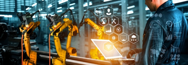 Intelligente Industrieroboterarme für die digitale Fabrikproduktionstechnologie