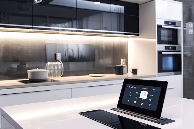 Foto intelligente küche im modernen zuhause fernsteuerungssystem für das haus generative ki