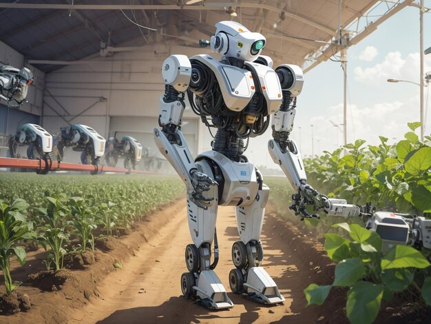 Foto intelligente roboterbauern revolutionieren die landwirtschaft