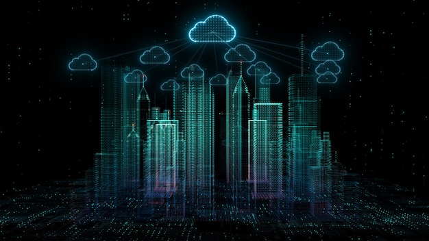 Intelligente Stadt der Cybersicherheit digitale Daten von Futuristik und Technologie