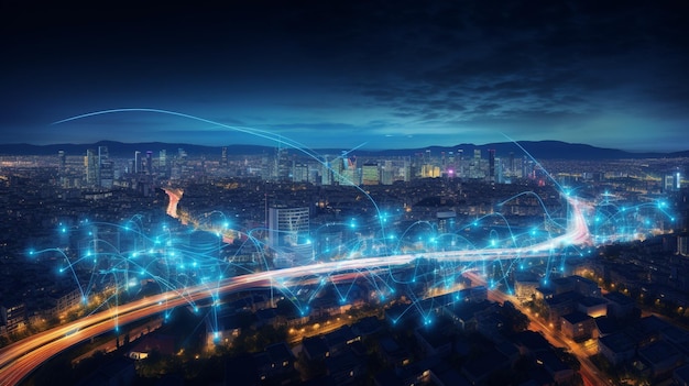 Intelligente Stadt mit Blaulichttechnologie