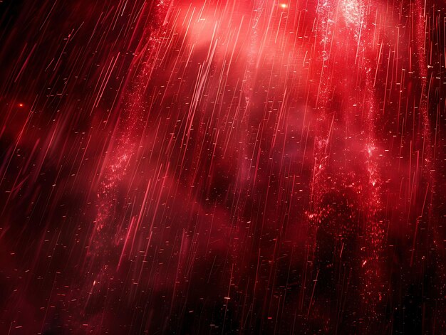 Foto intensa tormenta de lluvia brillante con poderosas ráfagas y pasio rojo brillante fondo de neón de collage y2k