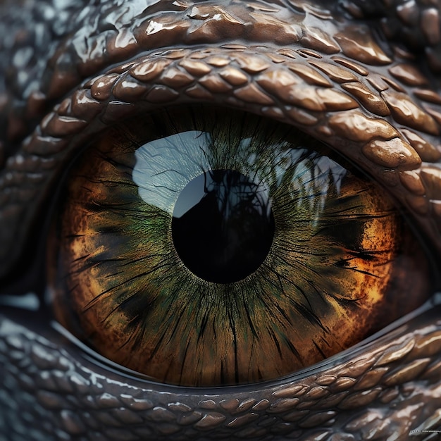 Intense CloseUp Predator Dinosaur's Eye AI