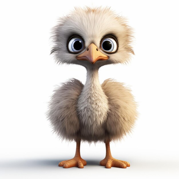 Intense Gaze Cartoon Baby Ostrich 3d Imagem em estilo de fantasia