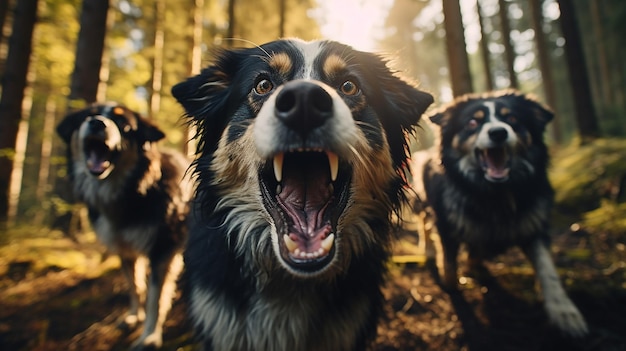 Foto intensive nahaufnahme deutsche schäferhunde bellen