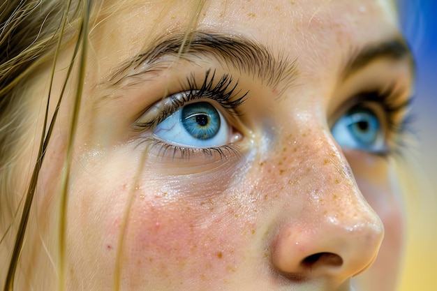 Foto intensiver fokus: die augen des athleten sind auf den ball gerichtet, der die konzentration bei den olympischen sommerspielen verkörpert.