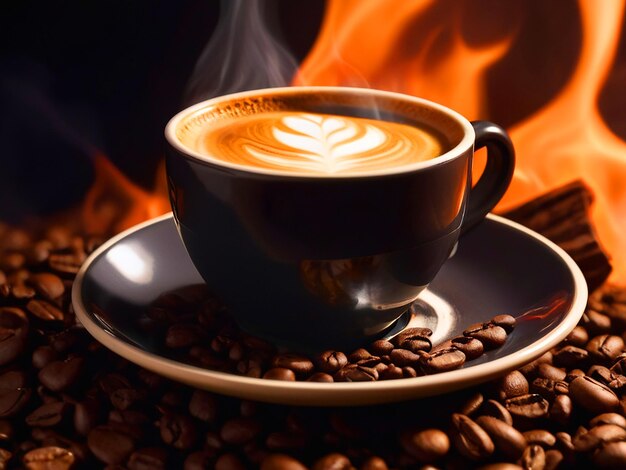 El intenso calor de un fuego furioso se fusiona con la suavidad de una taza de café creando un bl único
