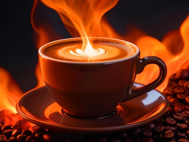 El intenso calor de un fuego furioso se fusiona con la suavidad de una taza de café creando un bl único