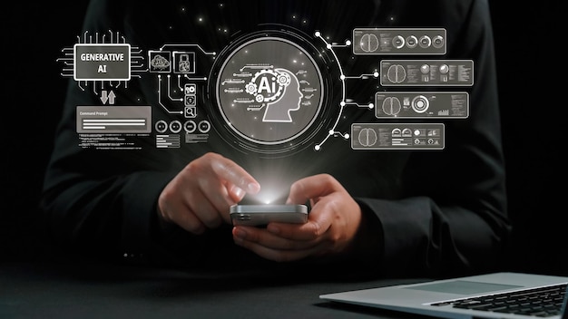 Interacción humana con la IA Inteligencia artificial Proceso cerebral generativo de la IA UUID