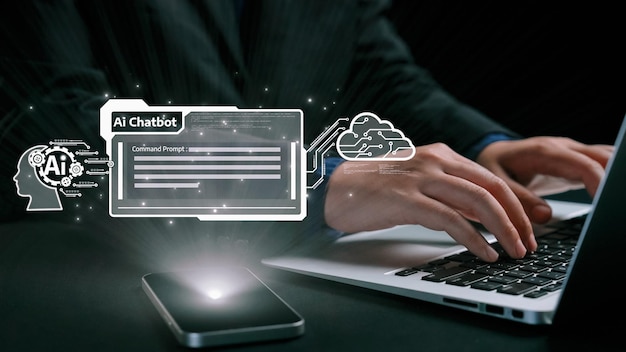 La interacción humana con la inteligencia artificial AI asistente virtual UUID