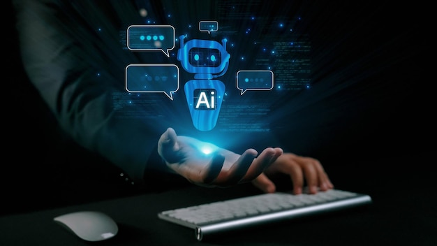 La interacción humana con la inteligencia artificial AI asistente virtual UUID