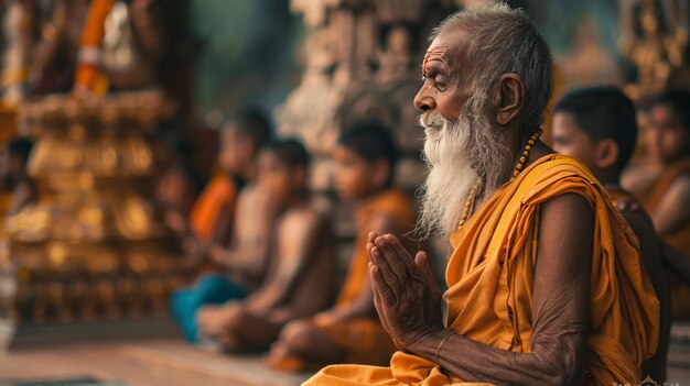 Foto las interacciones entre los gurús y los discípulos en guru purnima