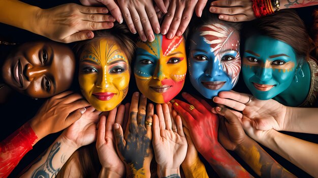 Foto intercâmbio cultural retrato de indivíduos de diferentes culturas compartilhando suas tradições