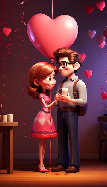 Intercâmbio de presentes Um jovem casal em casa a celebrar o Dia dos Namorados Um dia romântico juntos