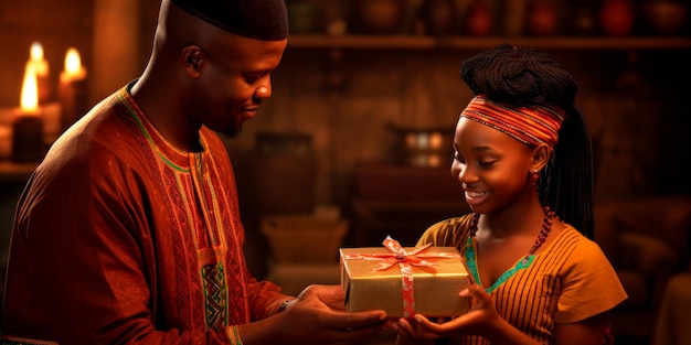 el intercambio de obsequios de Kwanzaa conocido como Zawadi AI generativo