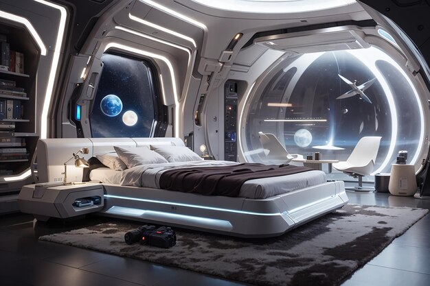 Interestelar Knowledge Hub Un dormitorio futurista para los curiosos