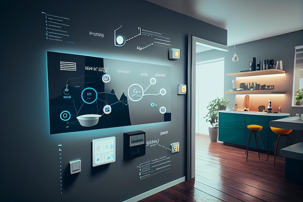 Interface de casa inteligente com realidade aumentada de design de interiores de objetos iot