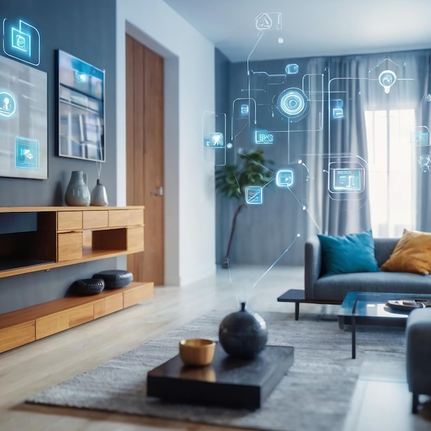 Interface de casa inteligente design de interiores