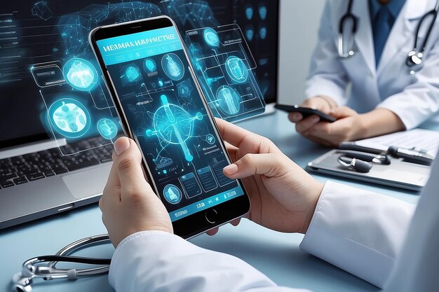 Interface de gráfico de conexão de rede de médicos de tecnologia médica de smartphones