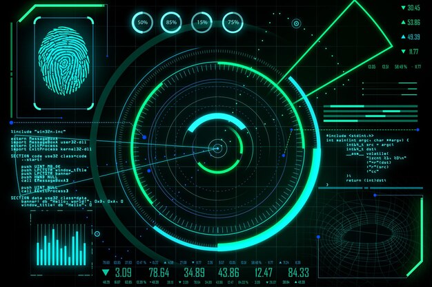 Interface de negócios e segurança digital brilhante