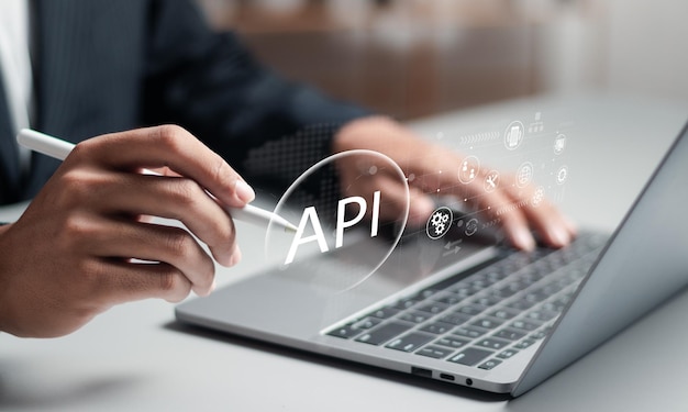 Interface de programação de aplicações conceito de API ferramentas de desenvolvimento de software de conexão de dados de comunicação