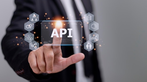 Foto interface de programação de aplicativos api ferramenta de desenvolvimento de software internet de tecnologia moderna de negócios e conceito de rede