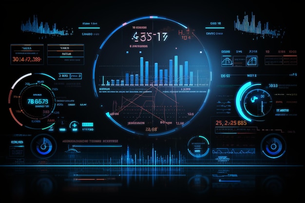 Interface de usuário do gráfico do mercado digital financeiro futurista com diagrama Conceito gráfico de tecnologia hud