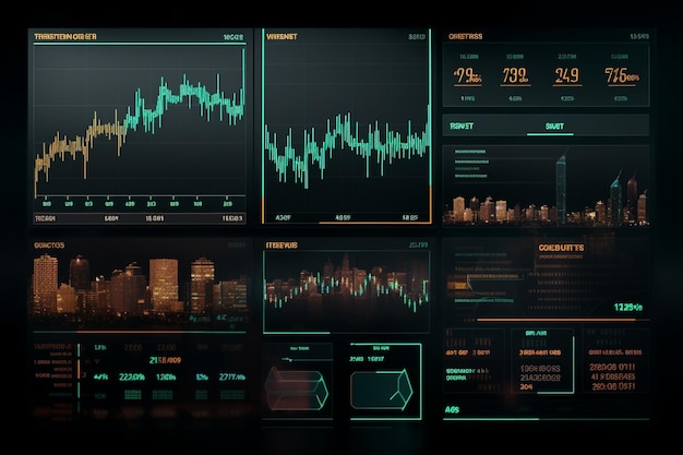 Interface de usuário do gráfico do mercado digital financeiro futurista com diagrama Conceito gráfico de tecnologia hud