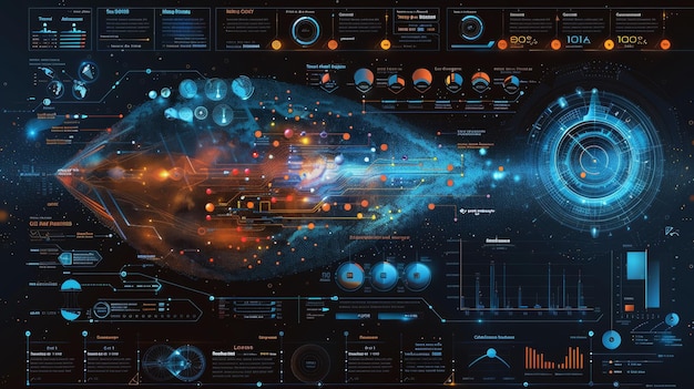 Interface futurista avançada na tela do computador