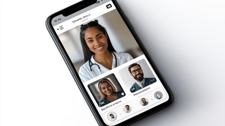Foto interface moderna de aplicações de telessaúde com serviços