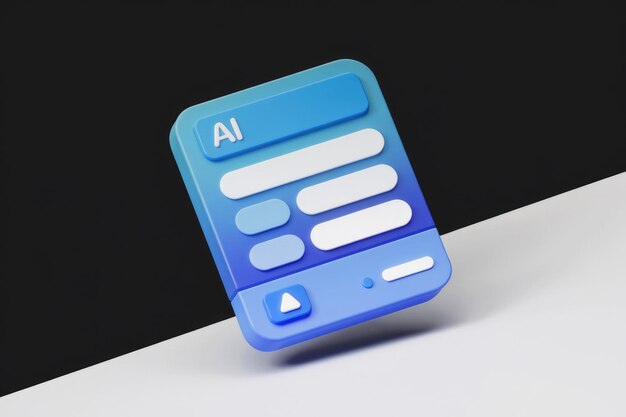 Una interfaz 3D azul para una aplicación impulsada por IA