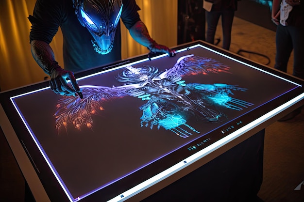 Interfaz angelarium de robot con pantalla táctil led de fibra óptica