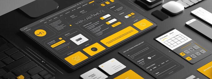 Foto interfaz de aplicación web mostrada en un espacio de trabajo moderno con un diseño elegante
