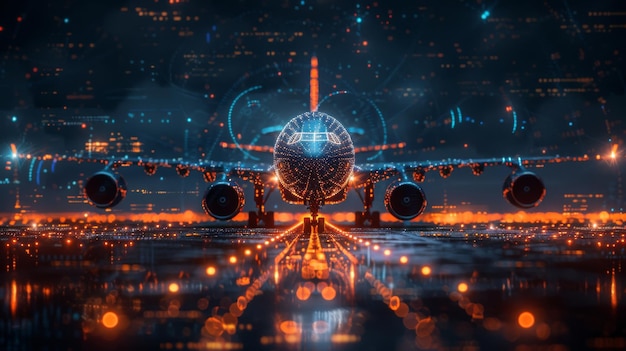 Foto una interfaz entre un avión y un radar digital un concepto de tecnología aeronáutica