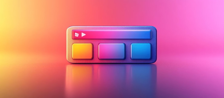 Foto una interfaz de control de medios colorida con botones para la reproducción y la selección