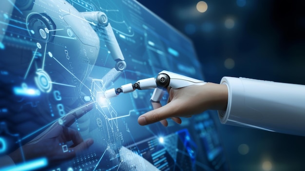 Interfaz digital tocada por la mano del robot