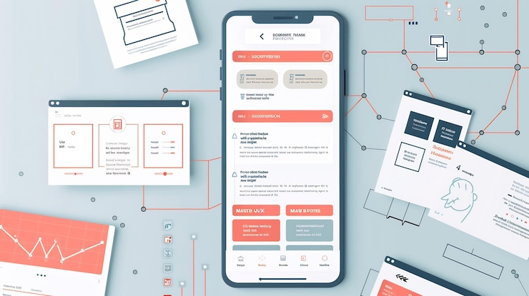 Foto la interfaz de experiencia de usuario (ux) hace hincapié en el papel de la psicología cognitiva en la configuración de los wireframes de flujo de usuario