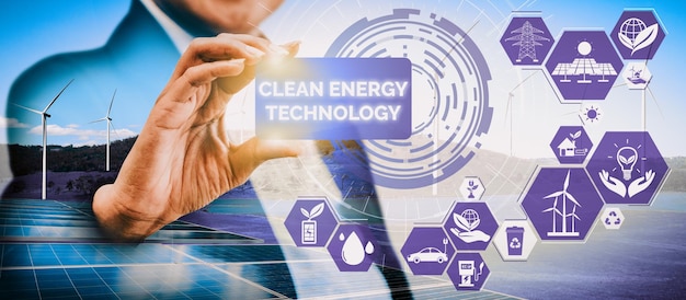 Interfaz gráfica de doble exposición de la turbina eólica