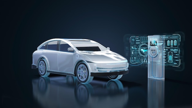 Interfaz gráfica de visualización de la estación de recarga en el automóvil o vehículo eléctrico