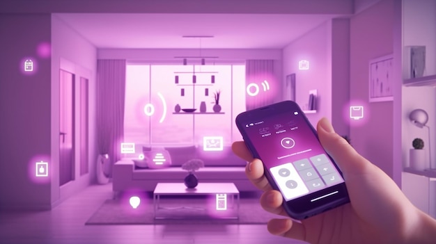 Foto interfaz de hogar inteligente ai generativa con dispositivo de control