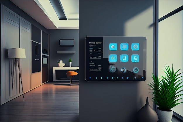 Interfaz de hogar inteligente con realidad aumentada de diseño de interiores de objetos IOT