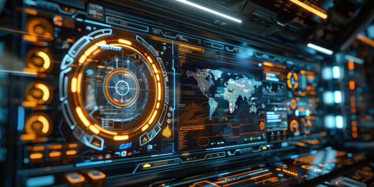Una interfaz holográfica que muestra datos e información complejos