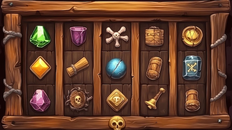 Foto interfaz de juego pirata con elementos de madera ilustración generada por ia